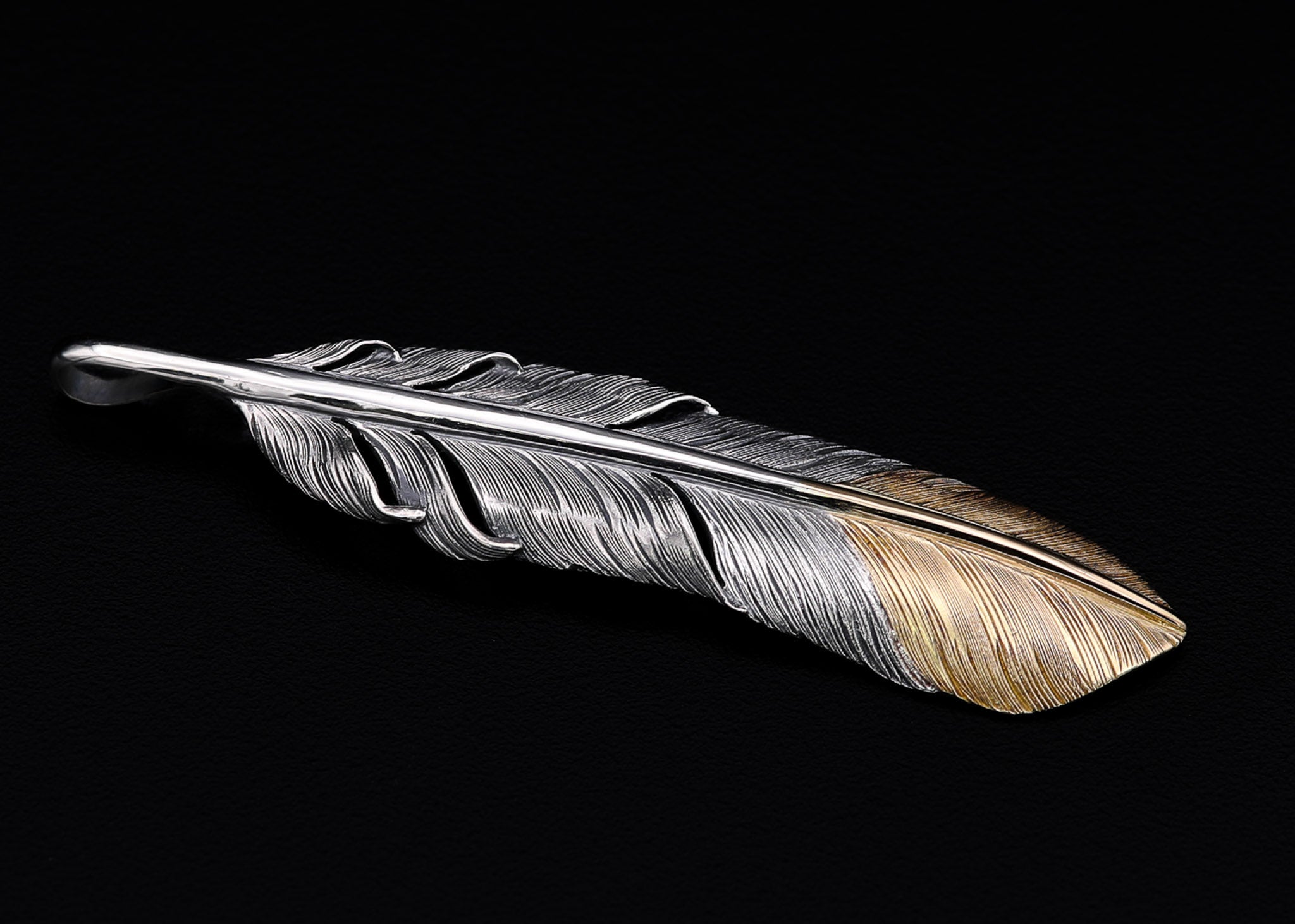 F104:Point Gold 7cm Feather Left｜Horizon Blue Jewelry – ホリゾン ...