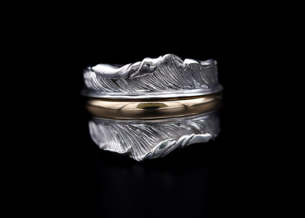 FR8:Wide Feather Ring/3 Separate/K18 Center Ring