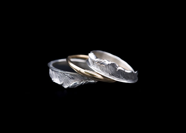 FR8:Wide Feather Ring/3 Separate/K18 Center Ring