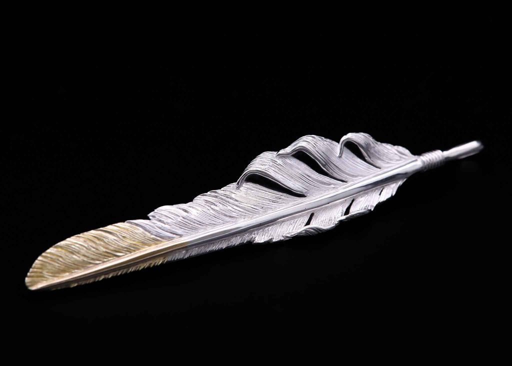 F101:Point Gold 8cm Kazakiri Feather｜Horizon Blue Jewelry