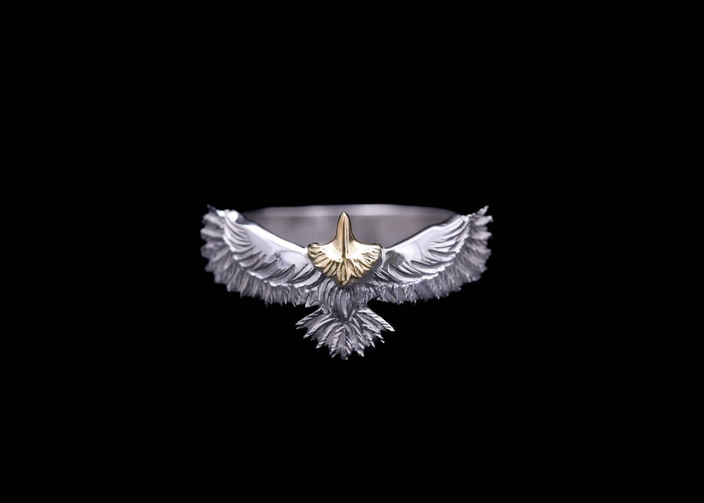 ER5:2cm K18 Head Eagle Ring