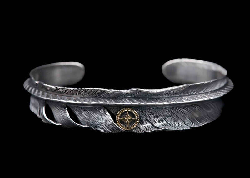 FB1-SC:Triangle Feather Bangle/K18 Sun Crest