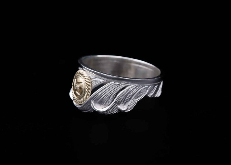 FR1-L:Half Feather Ring/K18 HB LOGO