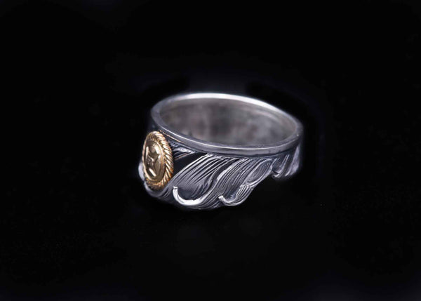 FR1-L:Half Feather Ring/K18 HB LOGO