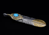 F109-T:K18 Heart & Point Gold 7cm Straight Feather/TQ