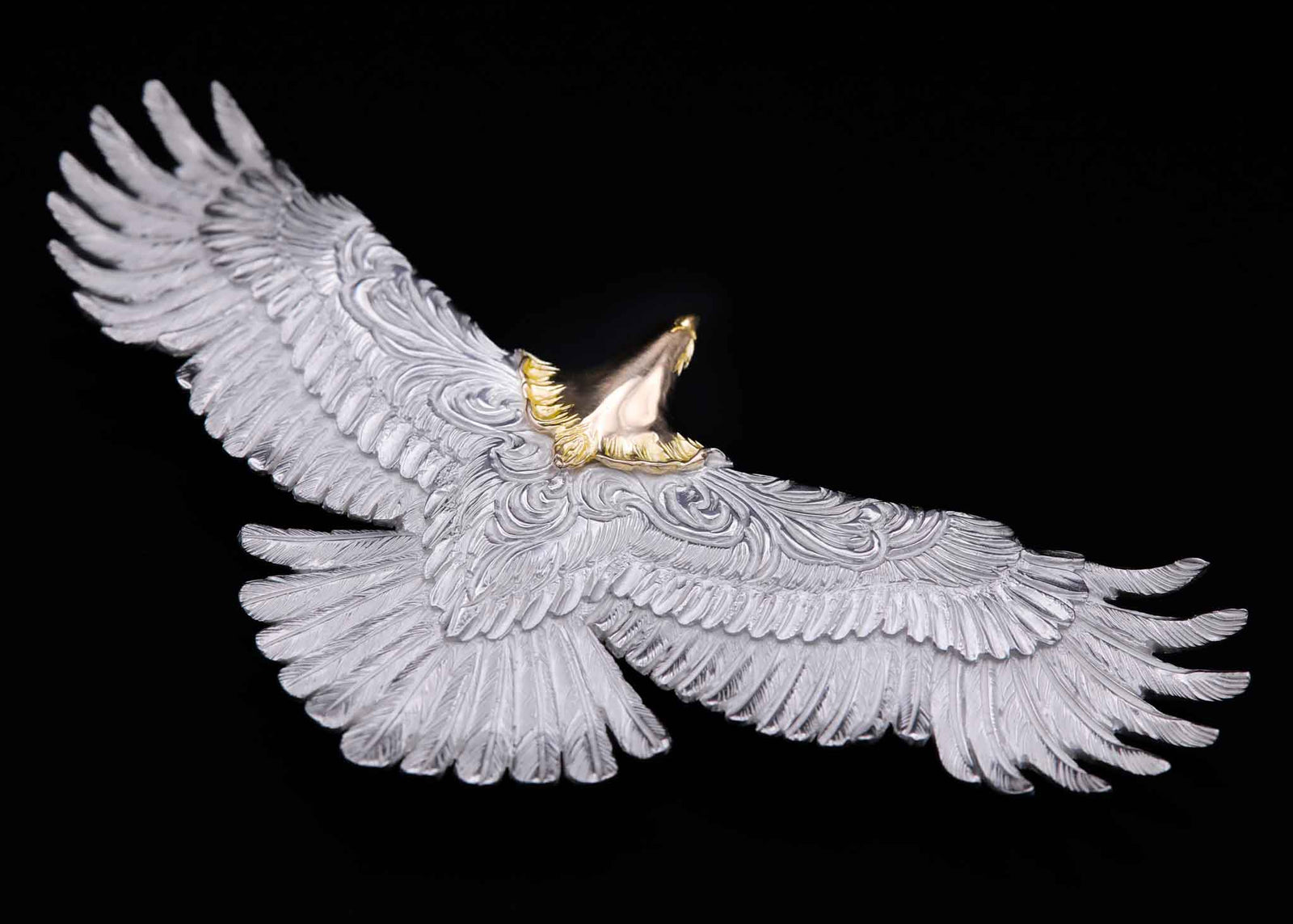 ブルーグリンの薔薇とエリンジウムのジェイドリボンコーム E16:10cm K18 Head Arabesque Eagle｜Horizon Blue Jewelry
