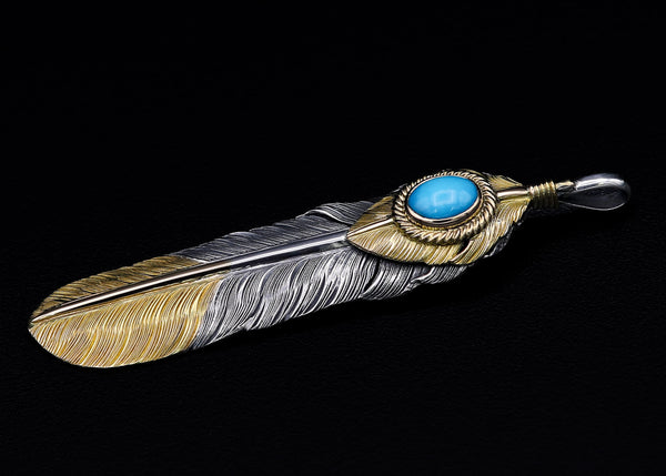 F109-T:K18 Heart & Point Gold 7cm Straight Feather/TQ