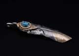 F111-BT:K18 Heart & Point Gold 7cm Feather Left/TQ Black Web Matrix