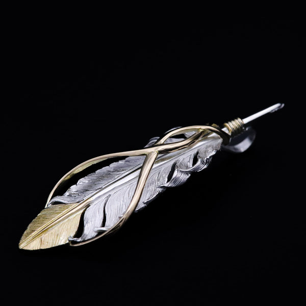 F602:K18 Rail/Point Gold 5cm Feather｜Horizon Blue Jewelry