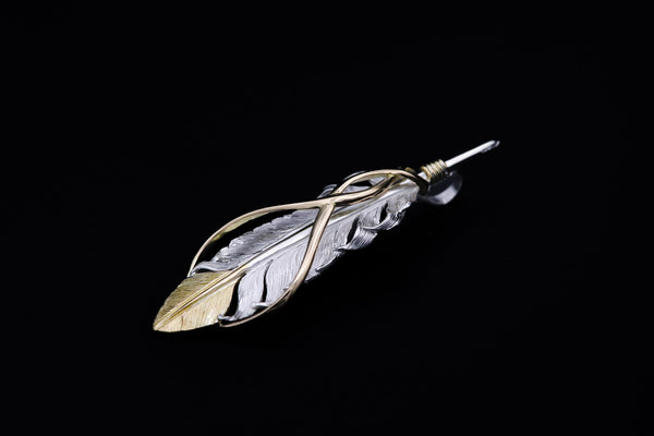 F602:K18 Rail/Point Gold 5cm Feather