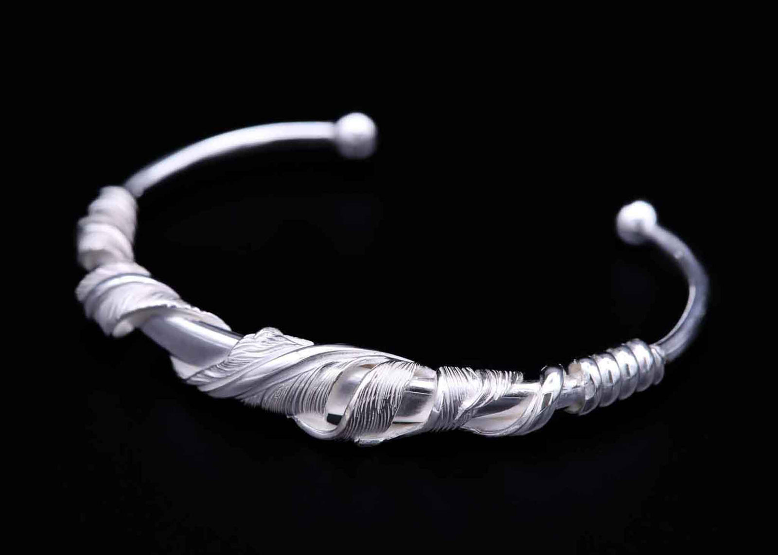 FB3-M/W:Twist Feather Bangle｜Horizon Blue Jewelry