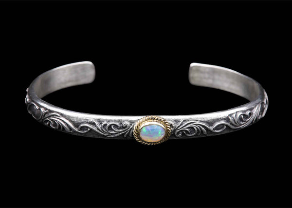 SUNB1-O:Sun Crest Bangle/Opal