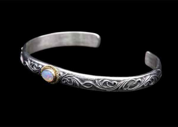 SUNB1-O:Sun Crest Bangle/Opal