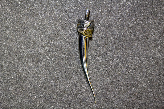 BU2:Long Horn Pendant/Half Gold Feather