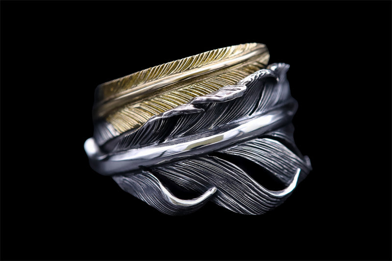 FR9:Wide Feather Ring/Point Gold