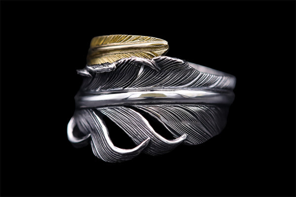 FR9:Wide Feather Ring/Point Gold